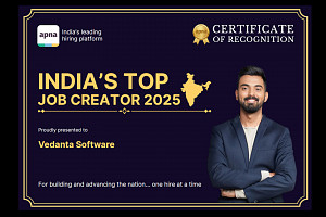Vedanta Software Recognized as India’s Top Job Creator 2025 By Apna
