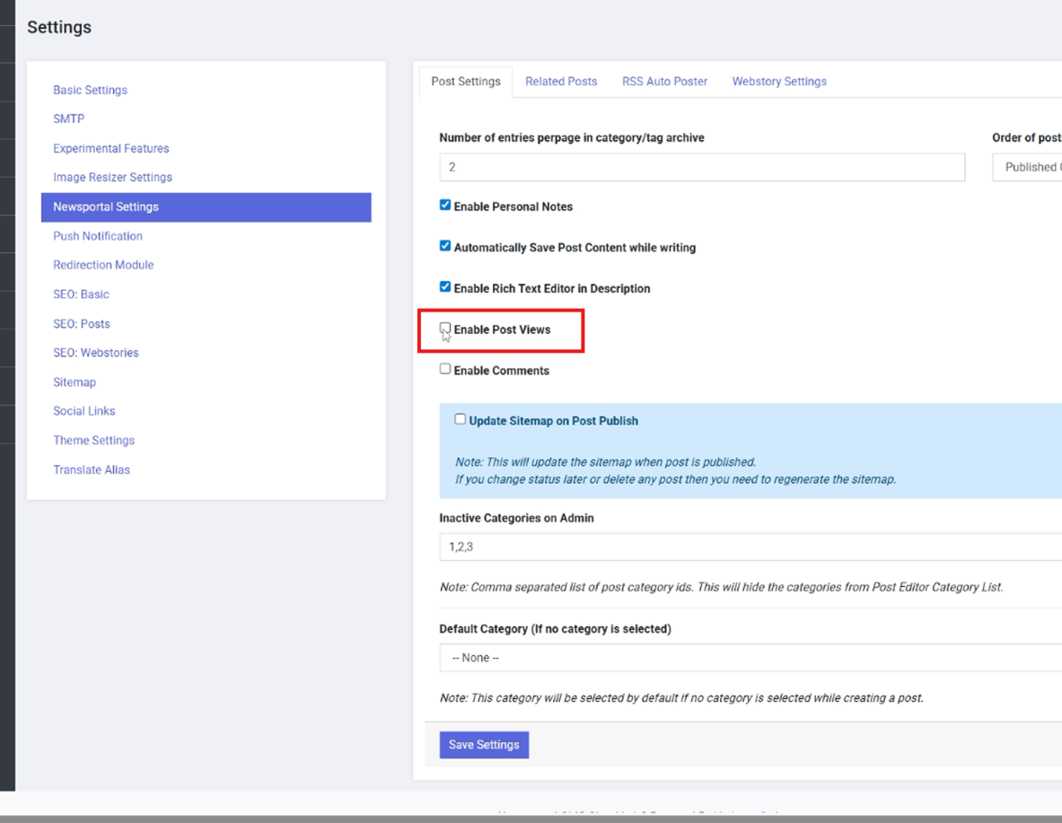 Post Views Settings