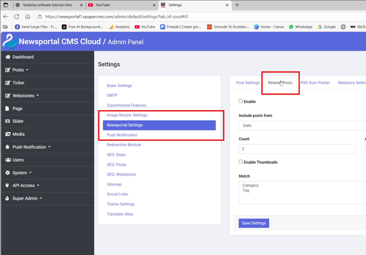 Related Posts Settings