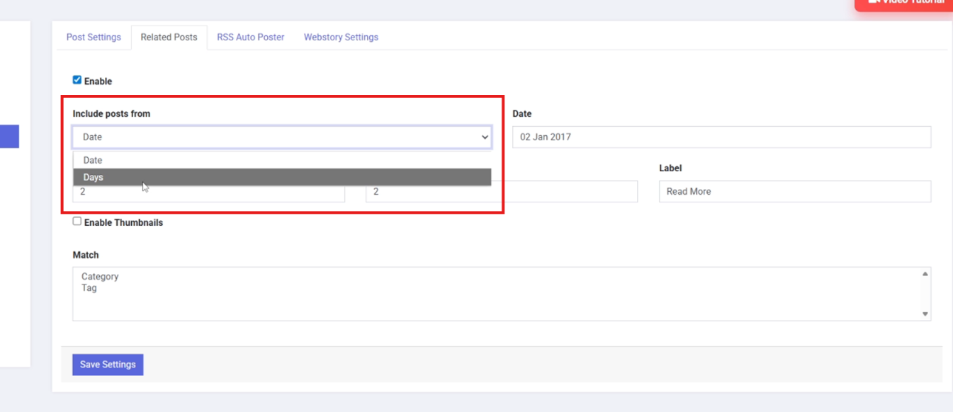 Related Posts Settings in Newsportal CMS