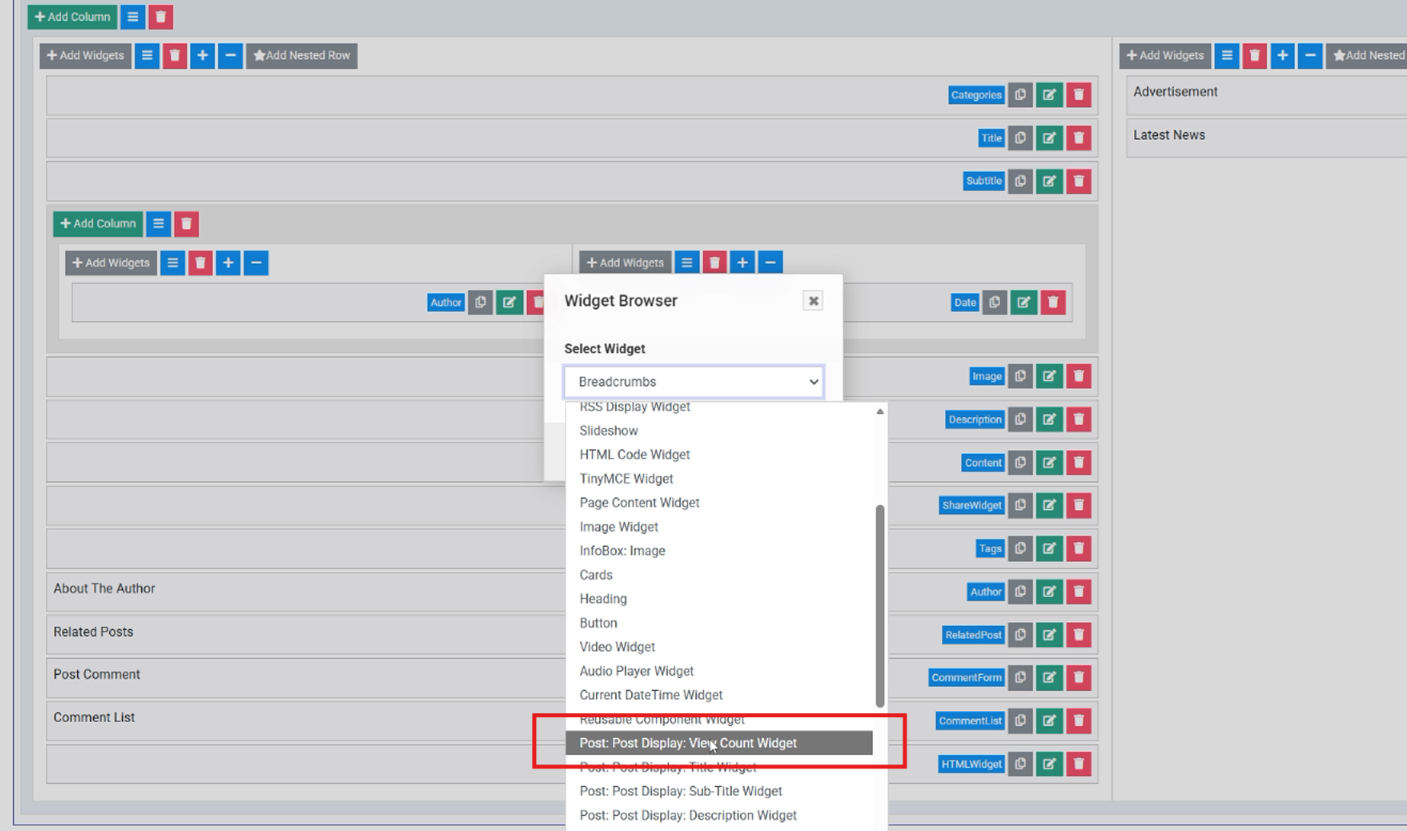 Select Post Views Widget
