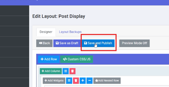 Save and Publish Button